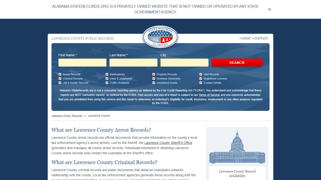 Lawrence County Arrest, Court, and Public Records | StateRecords.org